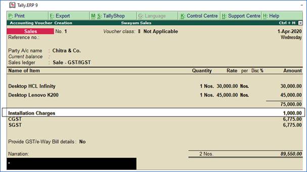 Sale of Goods and Services in a Single Invoice in Tally.ERP9